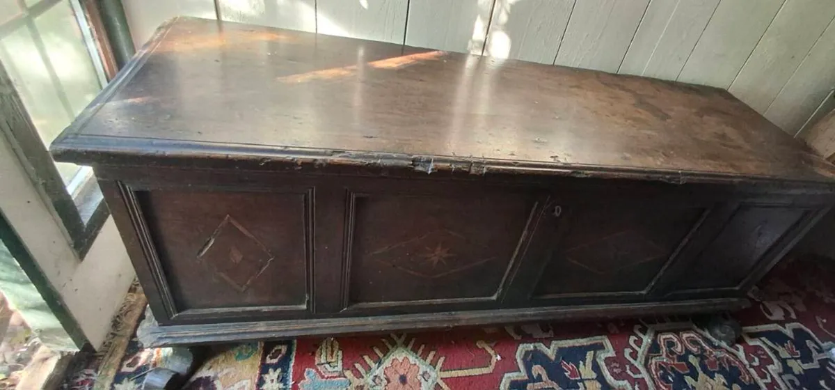 Antique 17th Century Chestnut Wood Coffer - Image 1