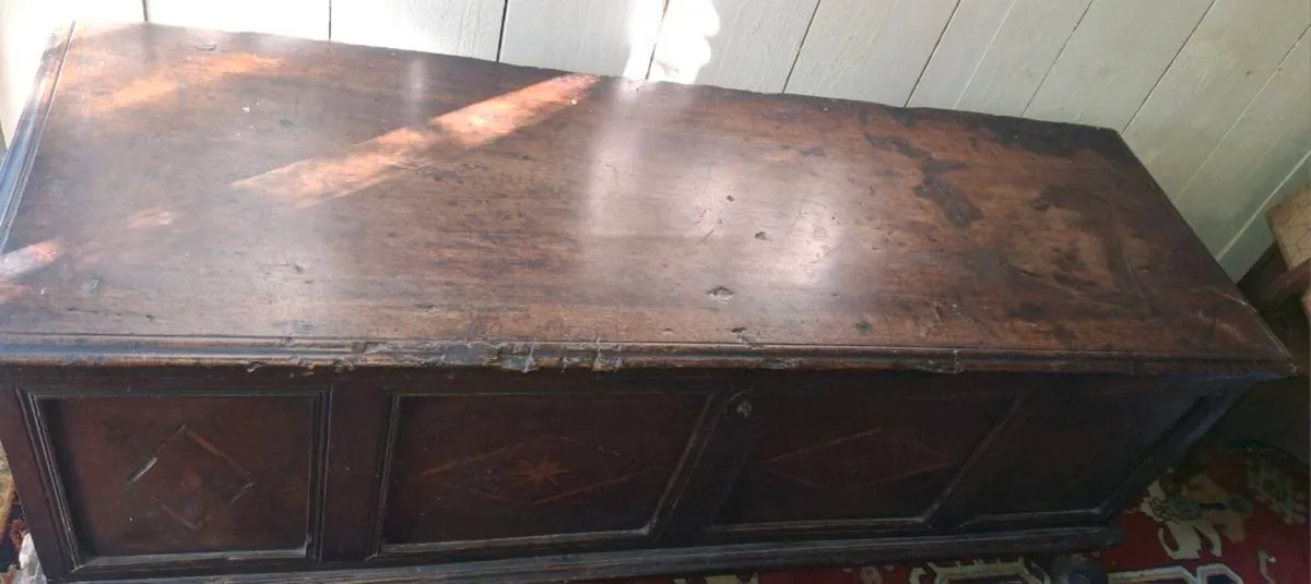Antique 17th Century Chestnut Wood Coffer - Image 4