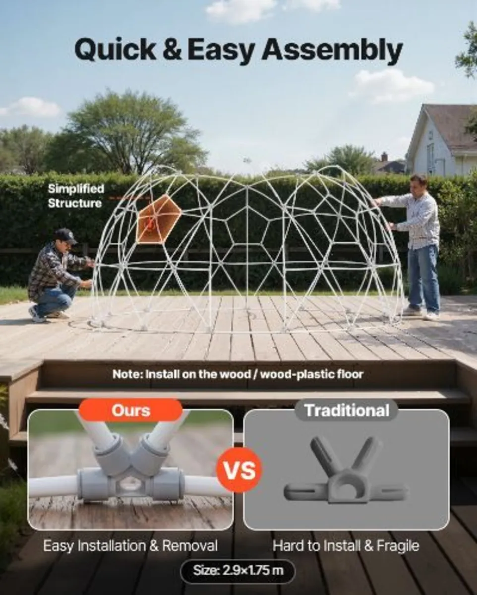 Garden Dome Tent, 2.9 x 1.75 m Outdoor - Image 2