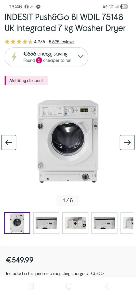 Indesit intergrated washing machine - Image 1