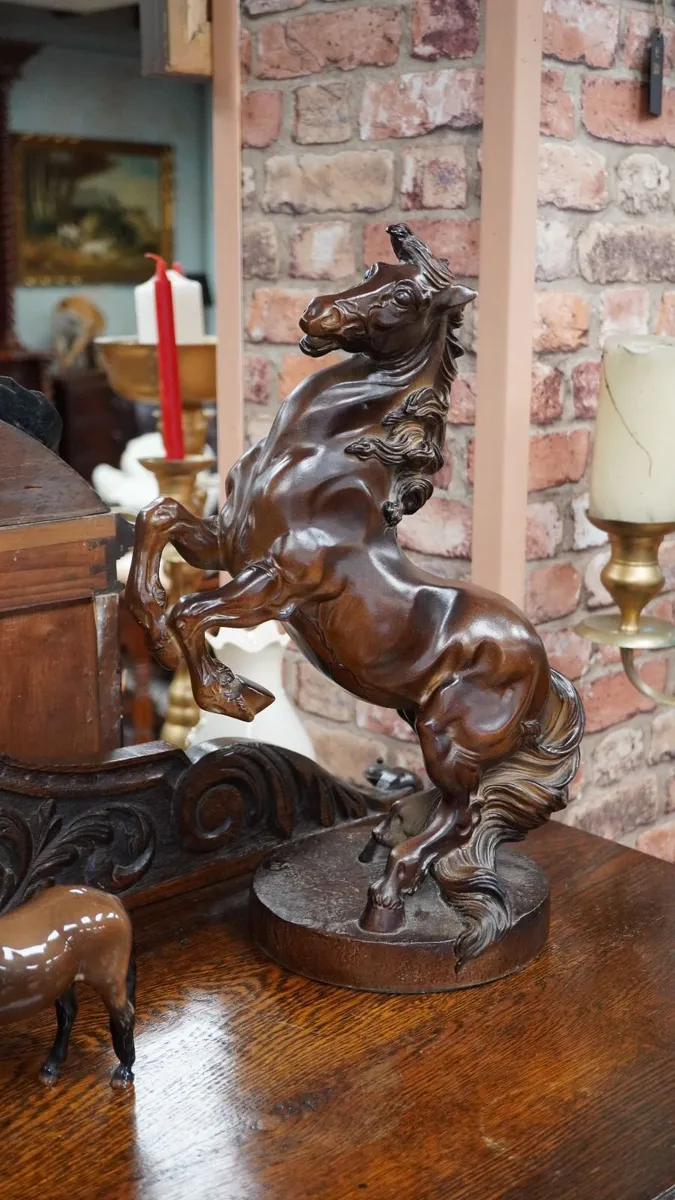 Vintage Rearing Horse Sculpture - Image 1