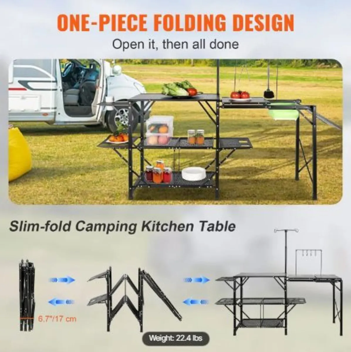 Camping Kitchen Table, One-piece Folding - Image 1