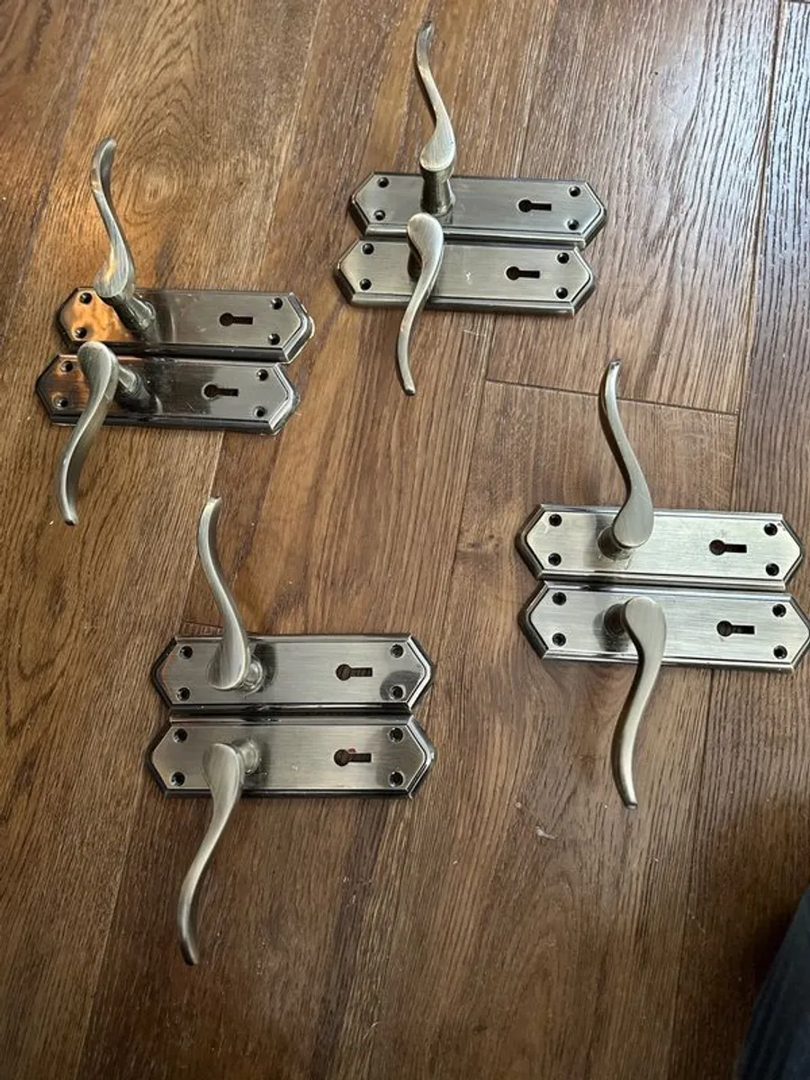 Brass Nickel Door Handles  (4 pairs) - Image 1