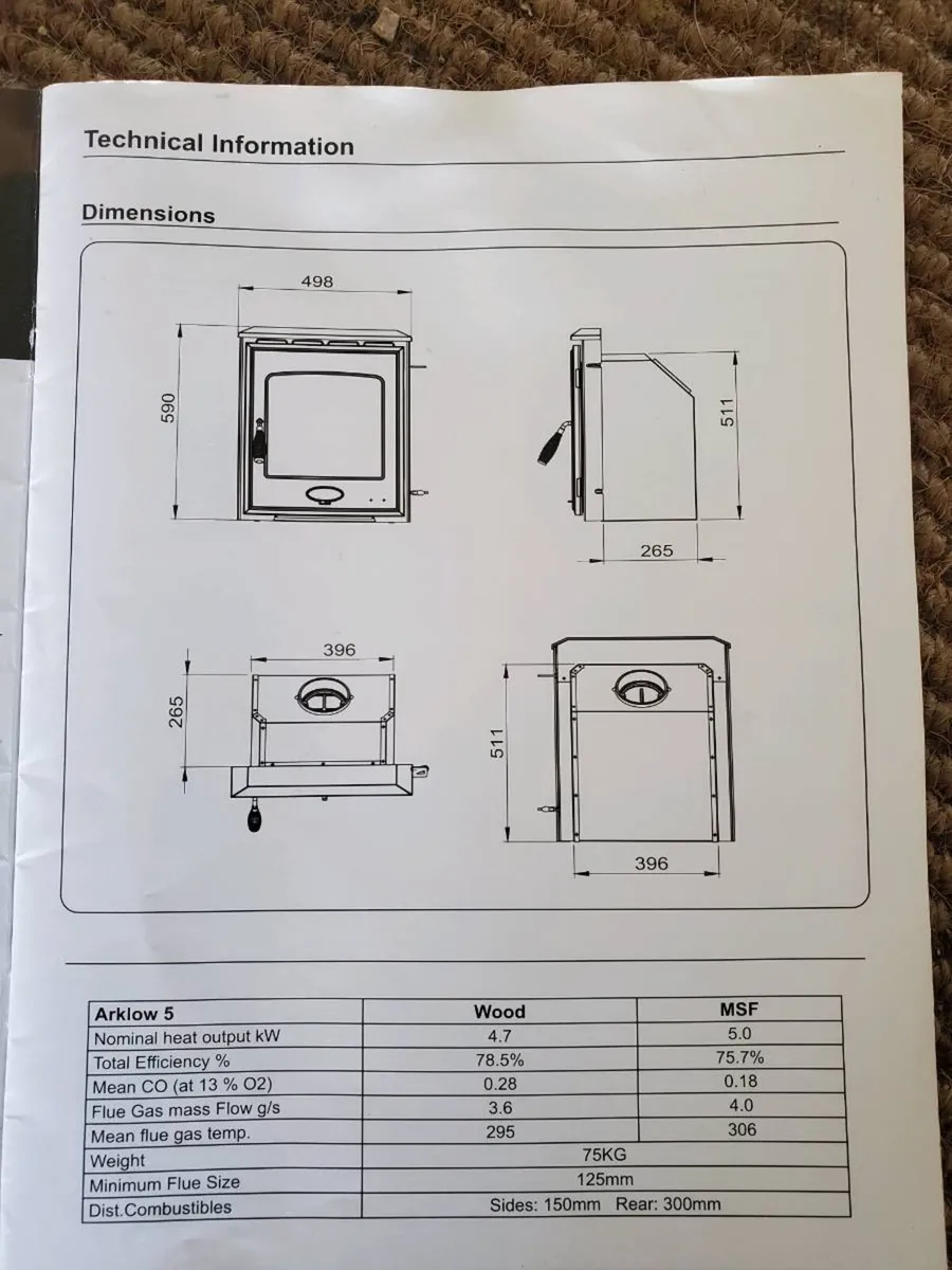 Henley Arklow 5 Solid Fuel Insert Stove 2nd hand - Image 2