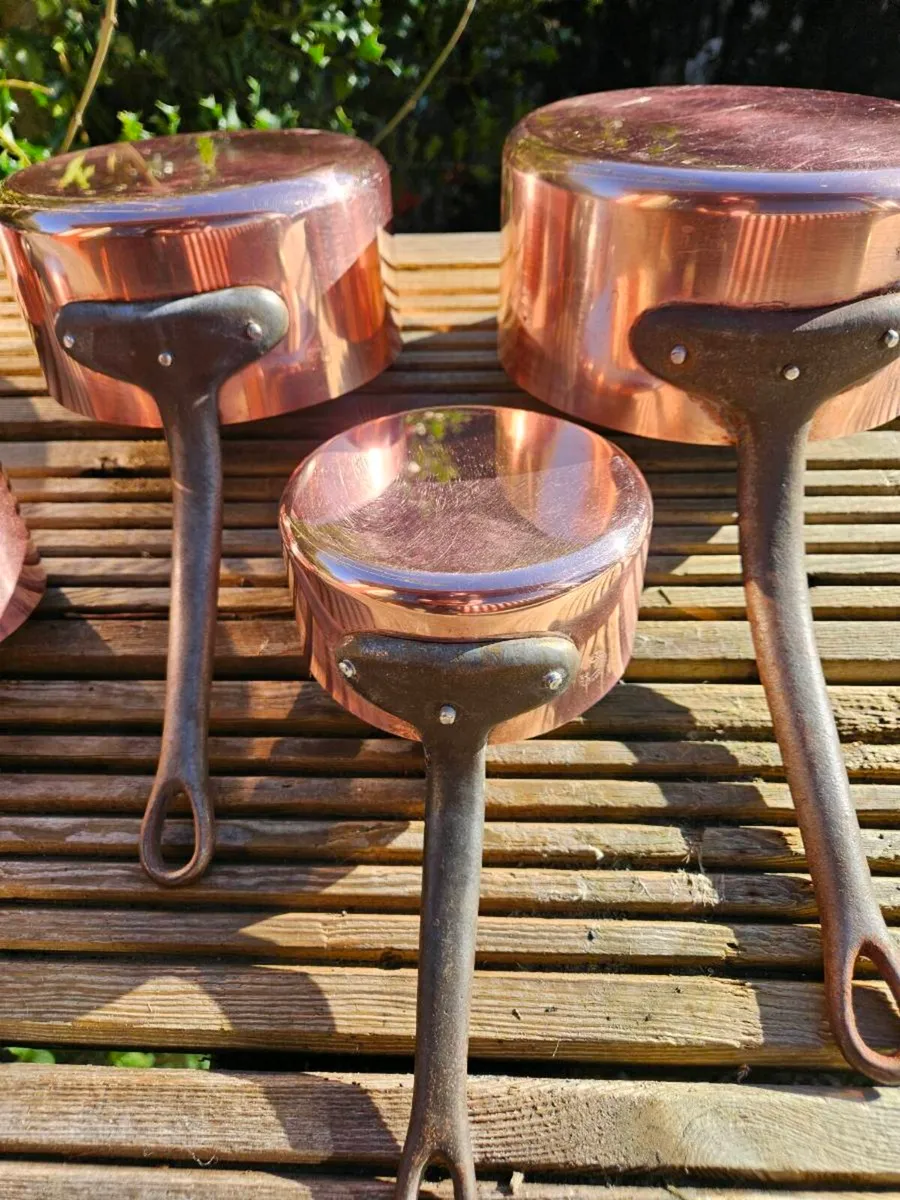 6 Vintage French Copper Pots - Nationwide Delivery - Image 2