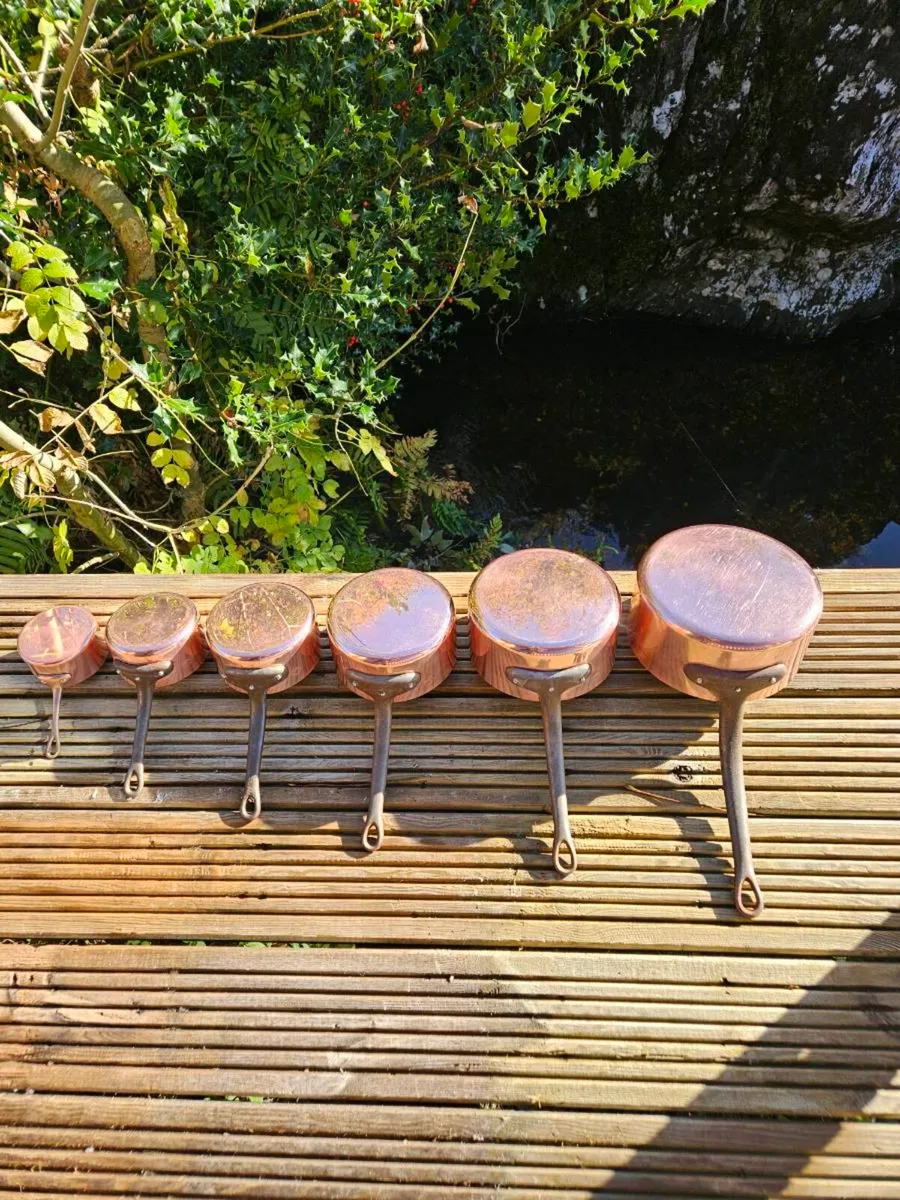 6 Vintage French Copper Pots - Nationwide Delivery - Image 3