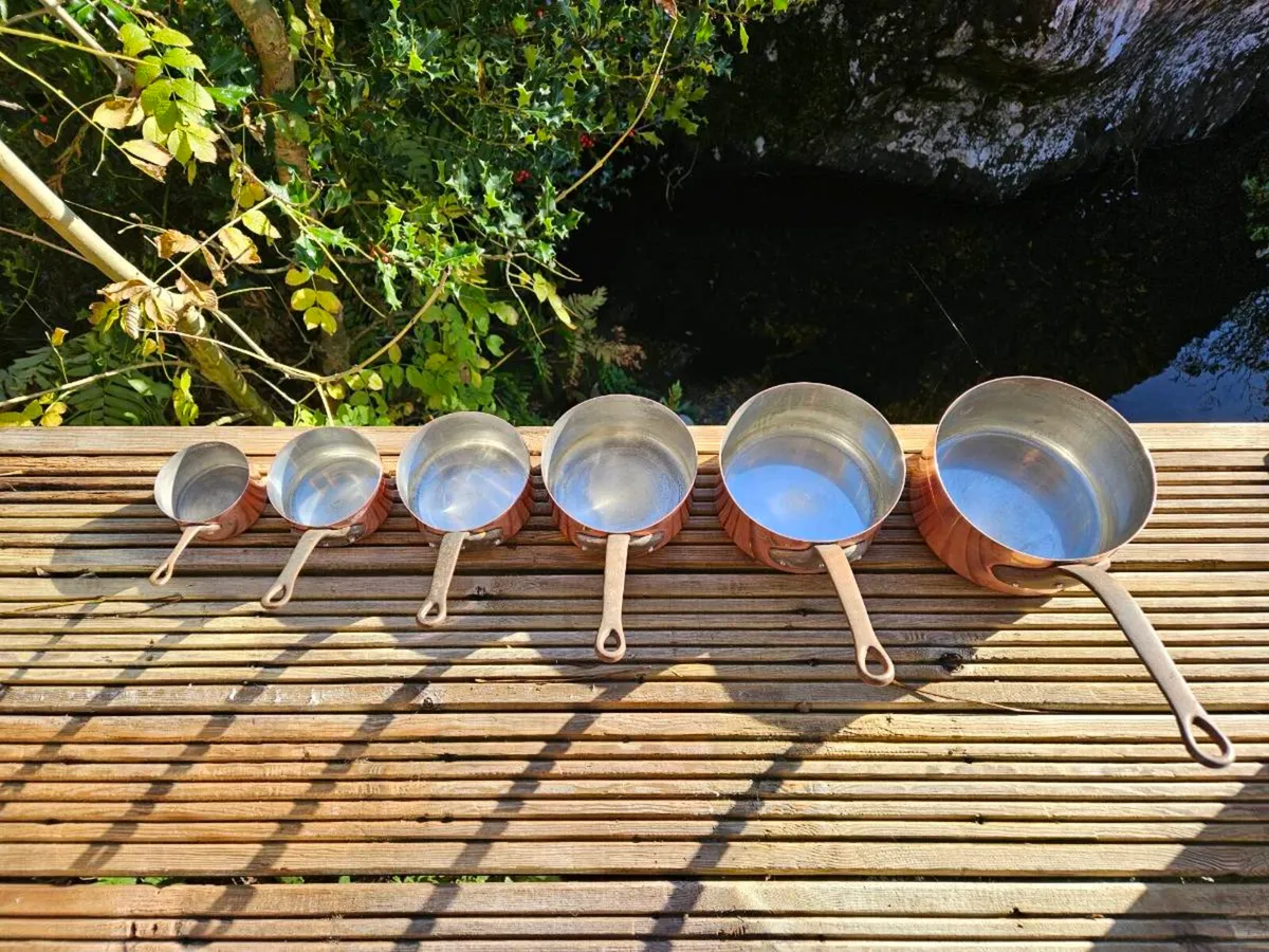 6 Vintage French Copper Pots - Nationwide Delivery - Image 4