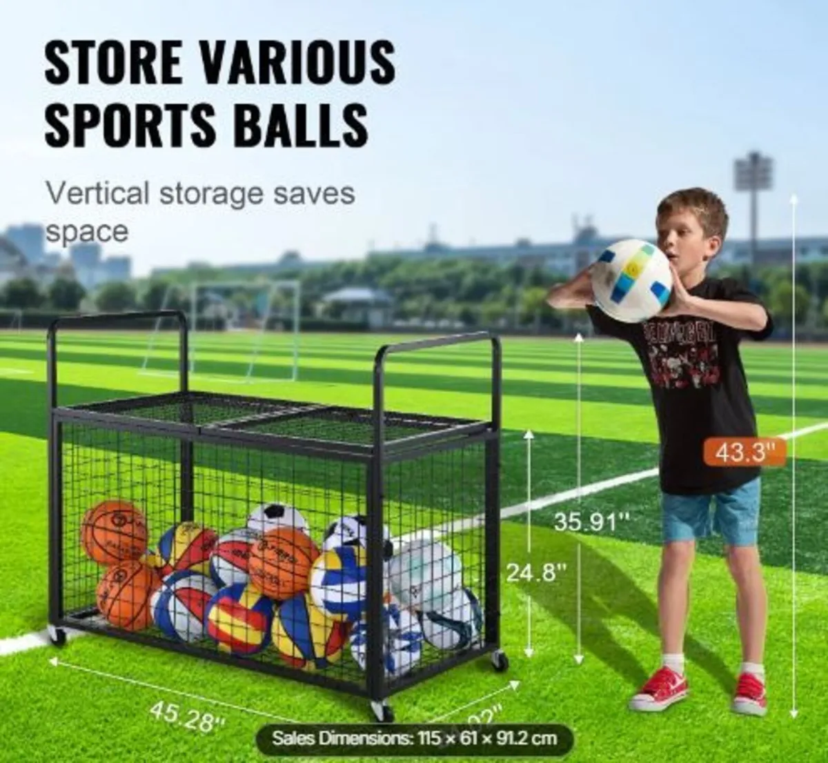 Rolling Sports Ball Storage Cart - Image 2