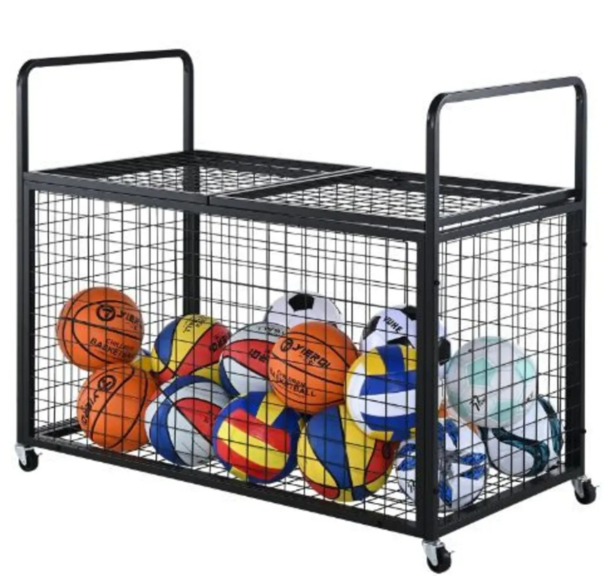 Rolling Sports Ball Storage Cart - Image 1