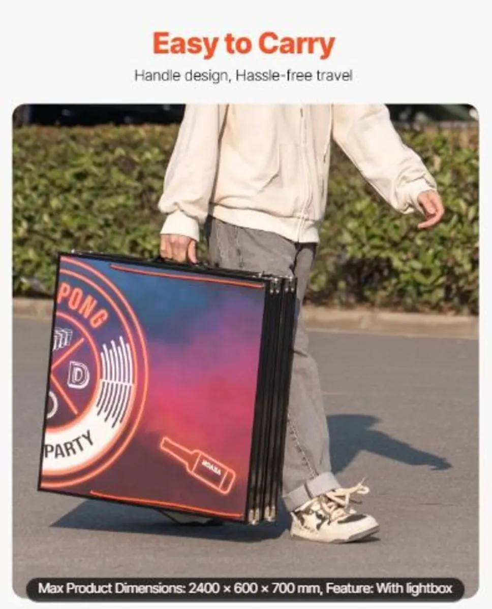 2.4 m Portable Beer Pong Table, LED Lights - Image 1