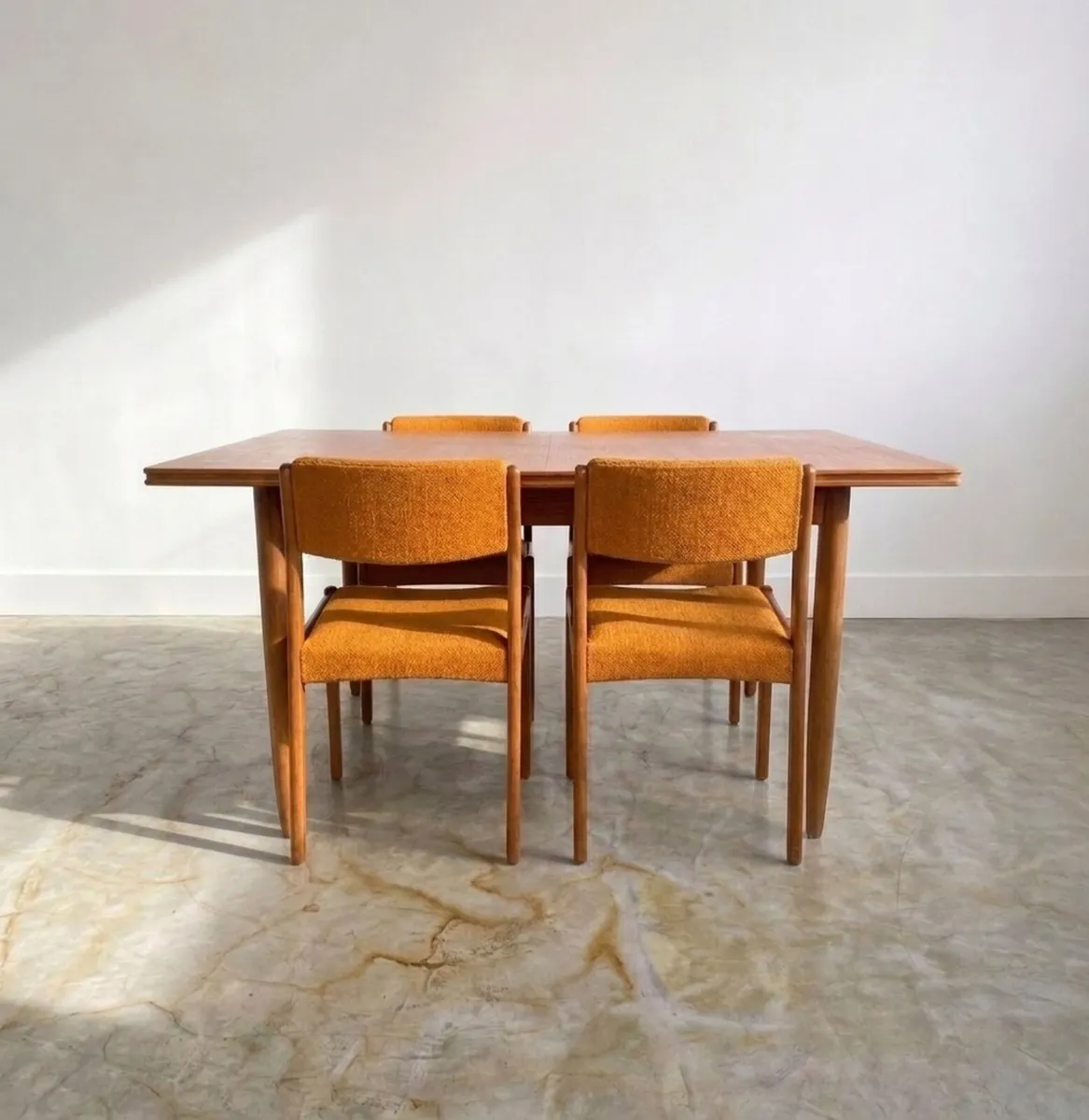 Danish Mid Century Teak Extending Table & 4 Chairs - Image 1