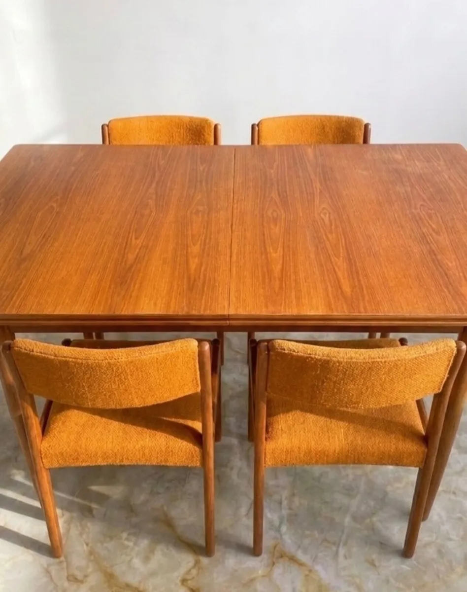 Danish Mid Century Teak Extending Table & 4 Chairs - Image 2