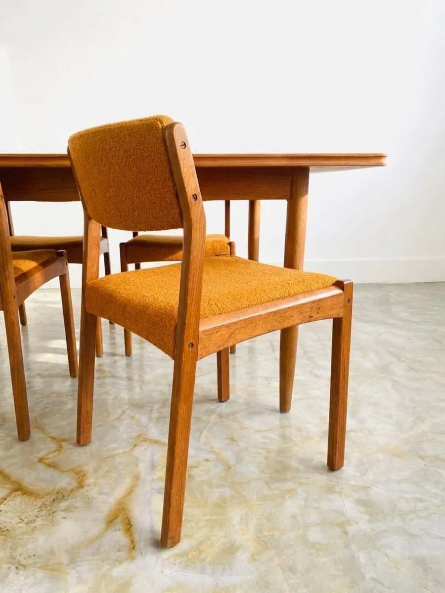 Danish Mid Century Teak Extending Table & 4 Chairs - Image 3