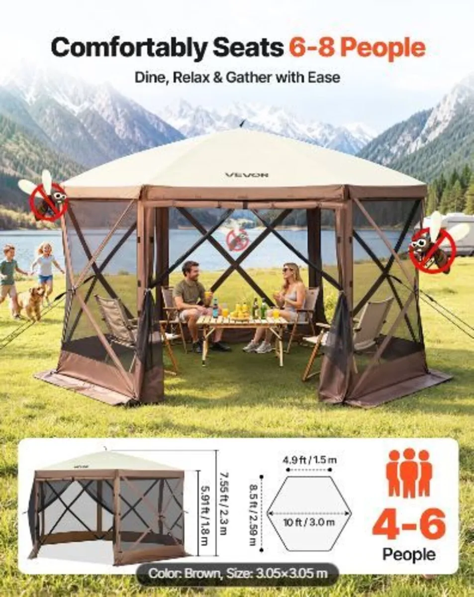Gazebo Screen Tent, 10 x 10 ft, 6 Sided - Image 1