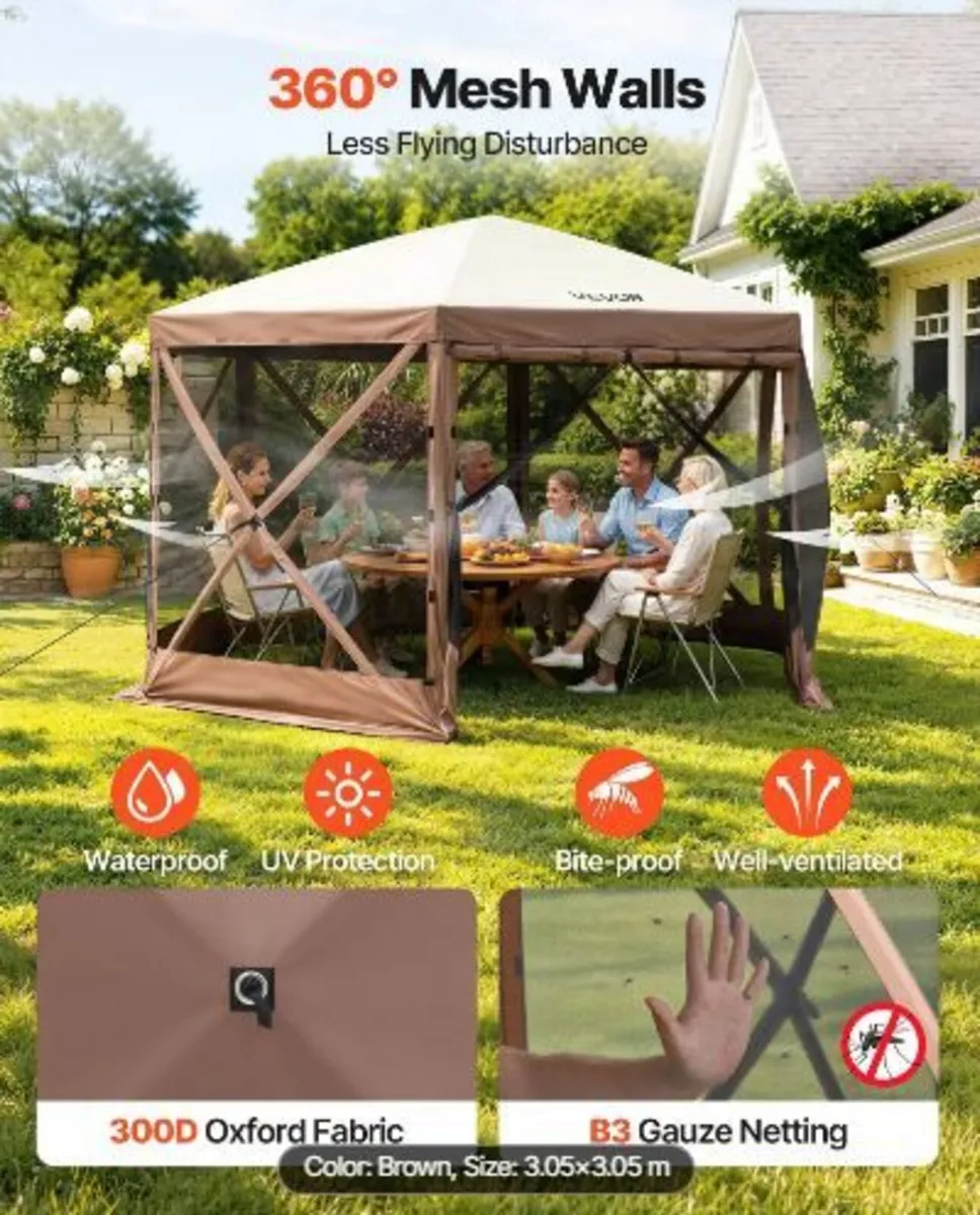 Gazebo Screen Tent, 10 x 10 ft, 6 Sided - Image 3