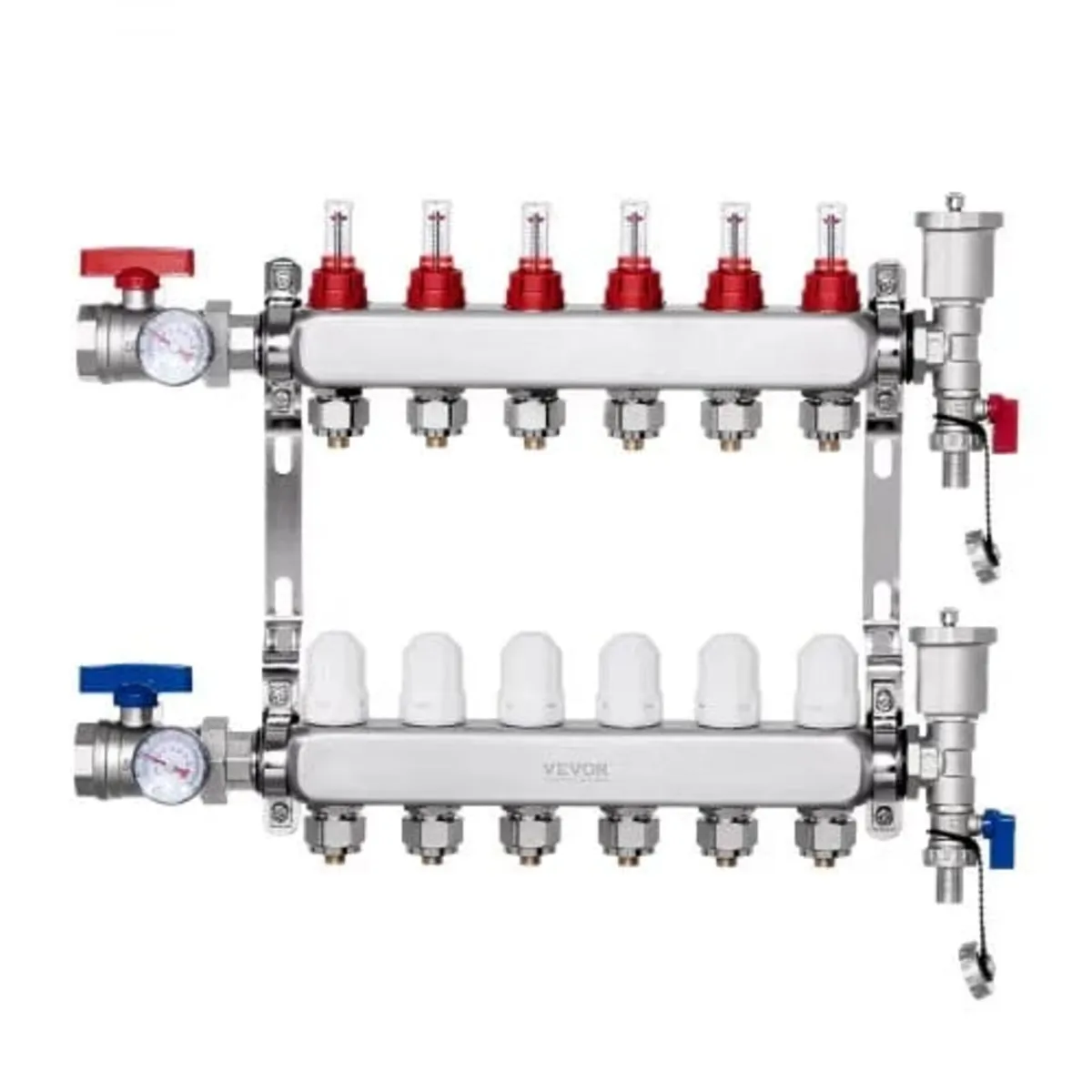 6-Branch Radiant Heat Manifold, 1/2" PEX Tubing Ma - Image 1