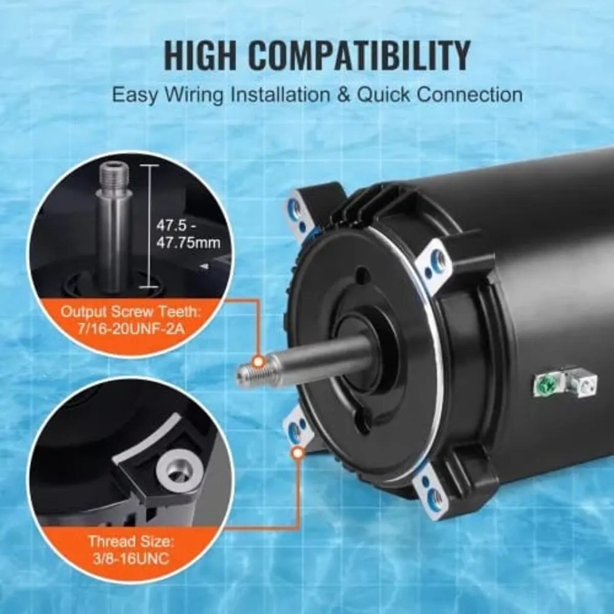 0.75 HP Pool Pump Motor, 56J Frame, 115V(8 Amps)/2 - Image 2
