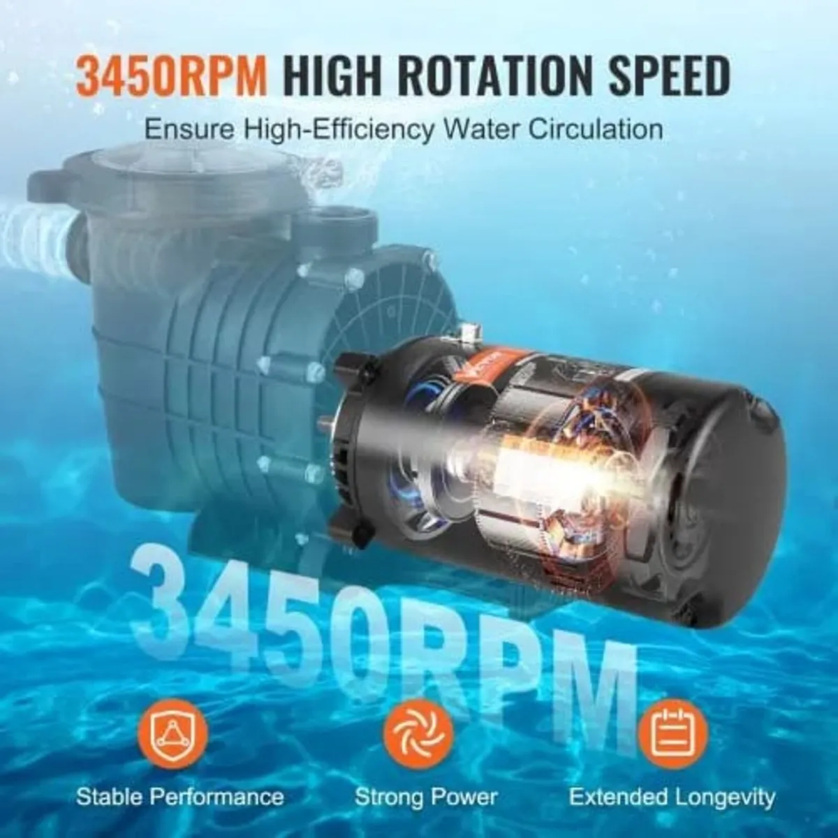 0.75 HP Pool Pump Motor, 56J Frame, 115V(8 Amps)/2 - Image 3