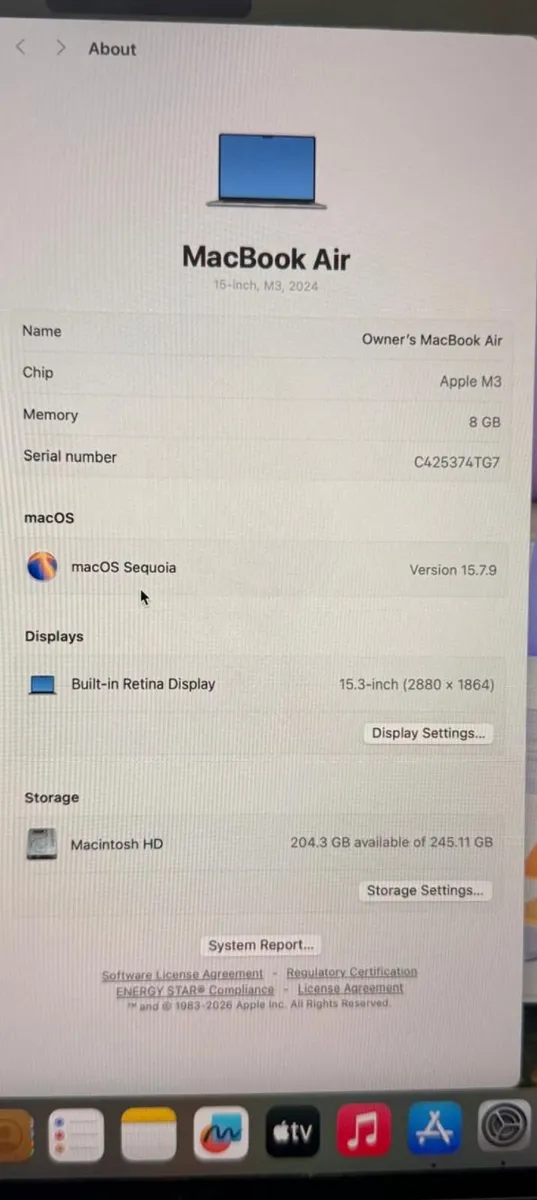 Apple MacBook Air  M3 15inch 2024 - Image 3