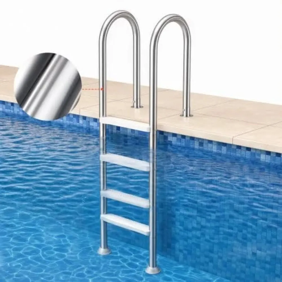Swimming Pool Ladder, 4-Step Double Handrails Stai - Image 1