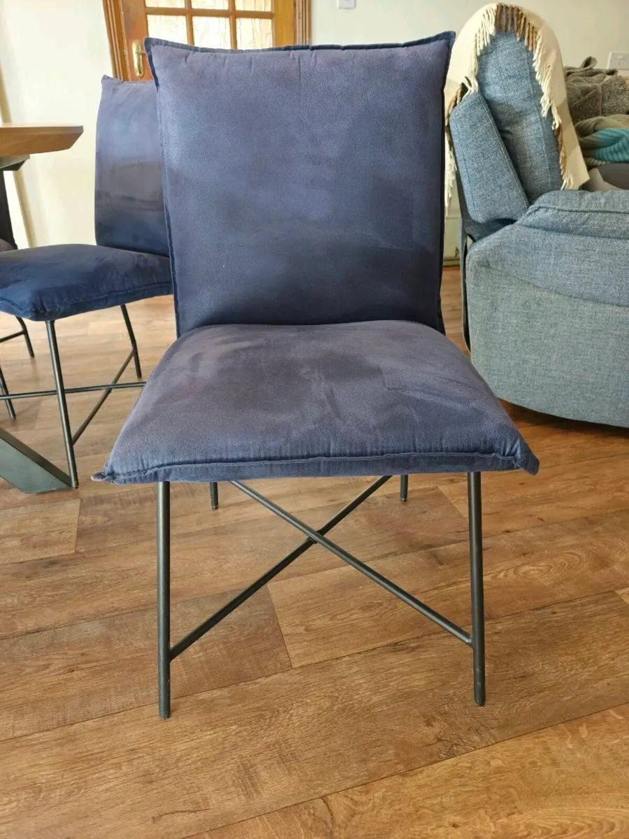 6 Navy Upholstered Dining Chairs - Image 2