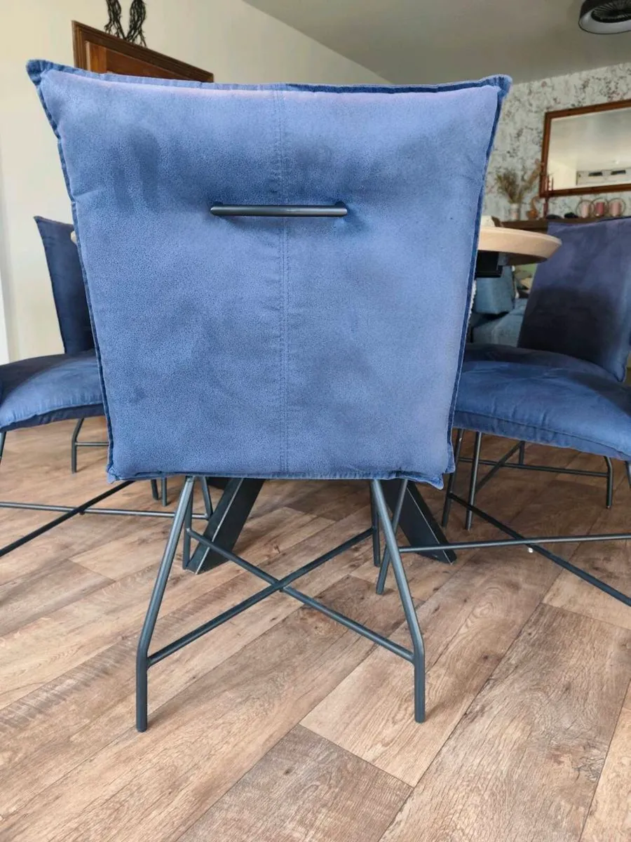 6 Navy Upholstered Dining Chairs - Image 3