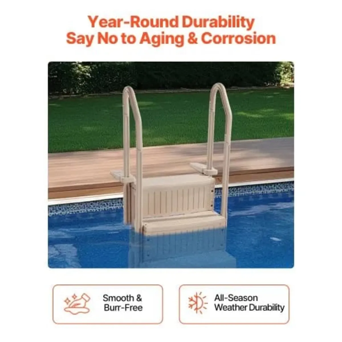 Swimming Pool Ladder, 3-Step Double Handrails Stai - Image 2