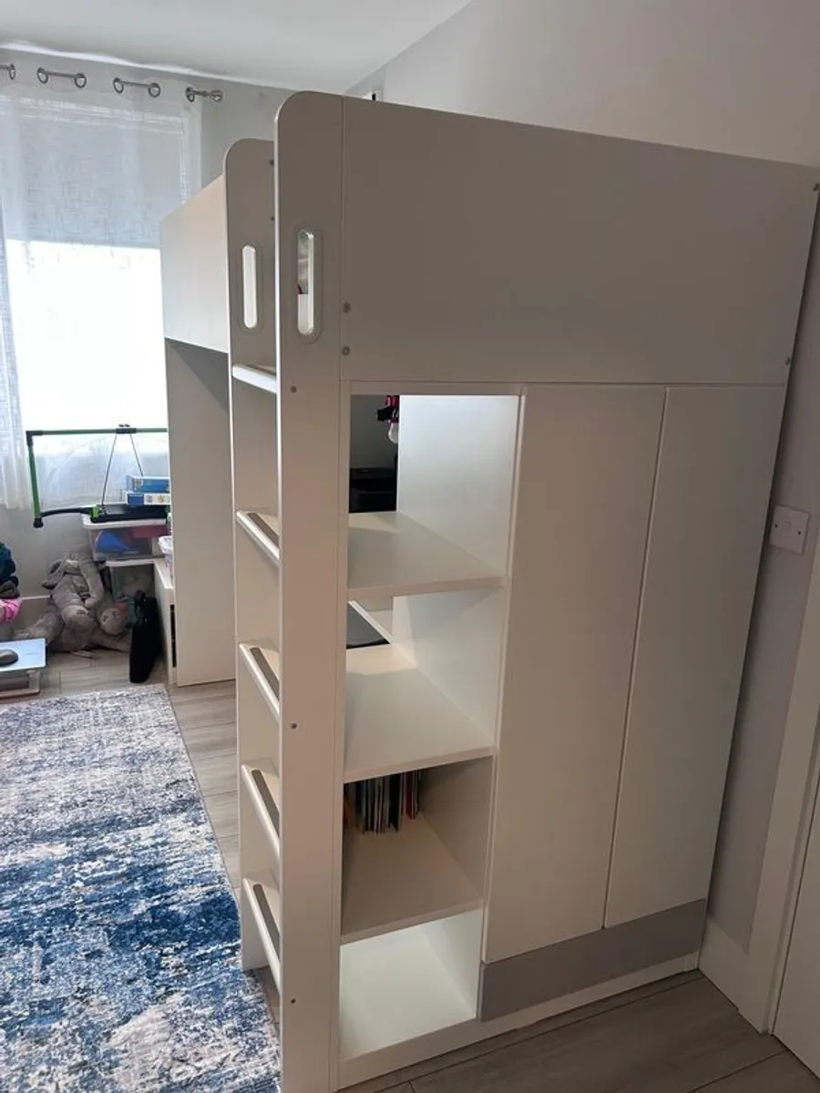 Bunk bed with desk and wardrobe - Image 1