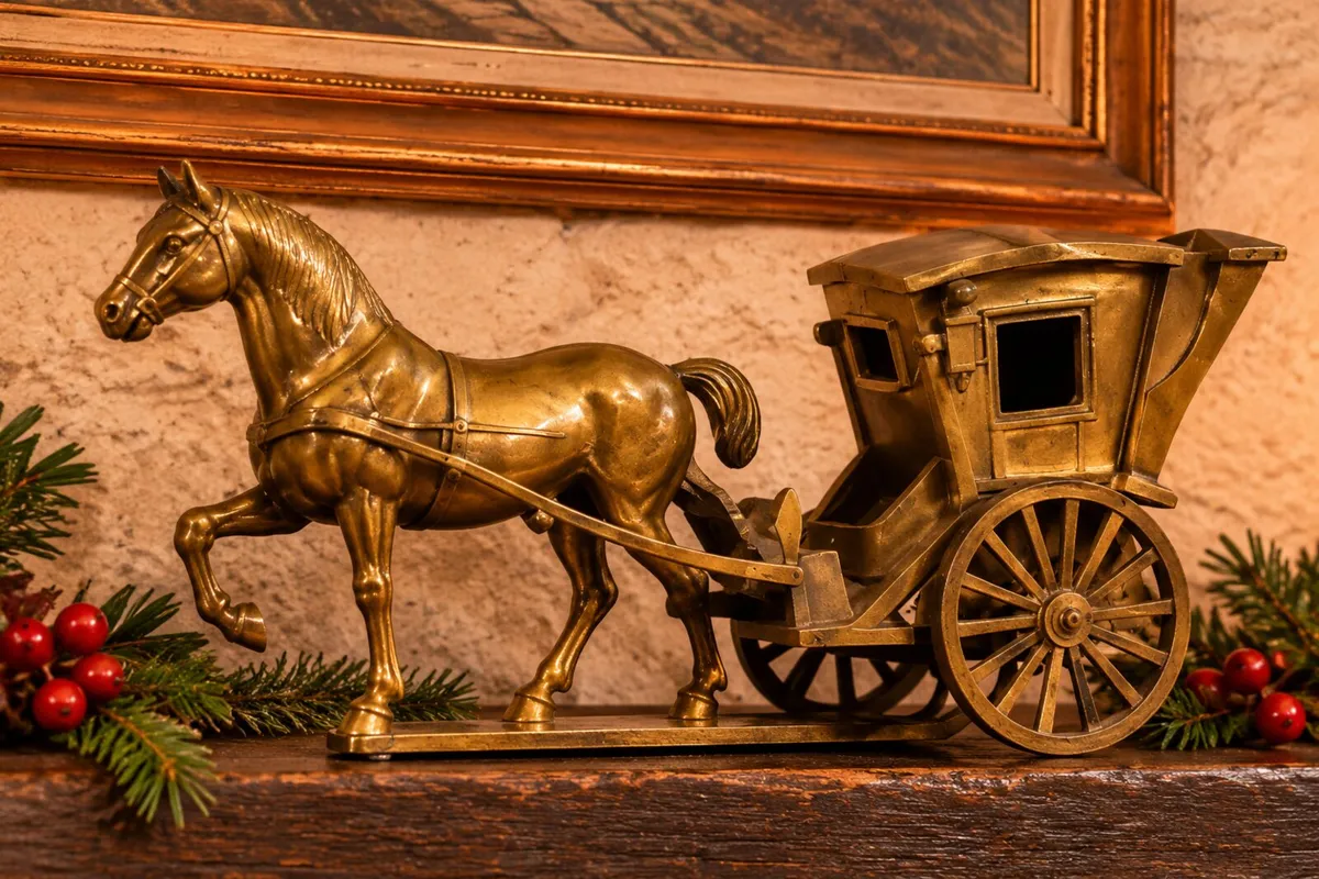 antique vintage BRASS horse cottage pub fire - Image 1