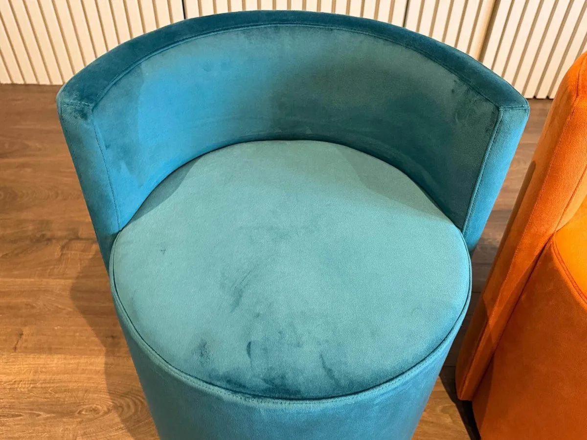 Luxury Italian Velvet Accent Chairs – Teal & Burnt - Image 3