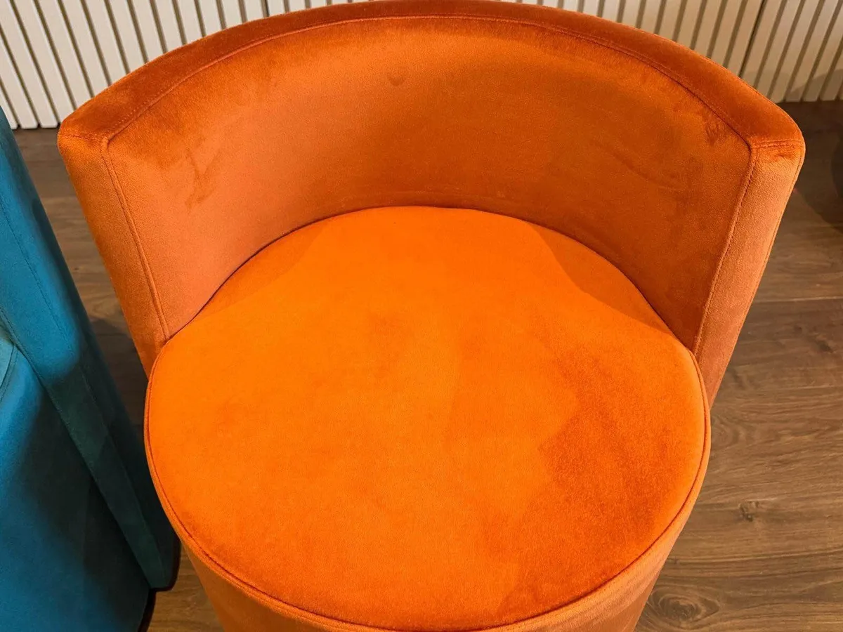 Luxury Italian Velvet Accent Chairs – Teal & Burnt - Image 4