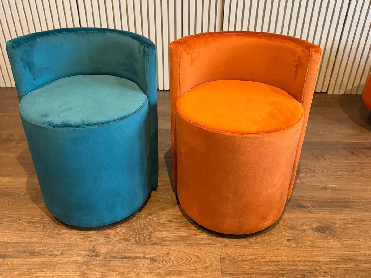 Luxury Italian Velvet Accent Chairs – Teal & Burnt - Image 1