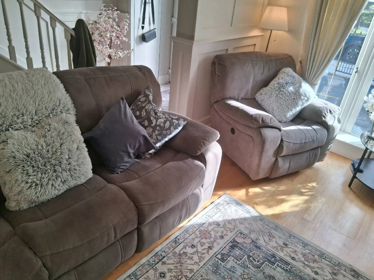 Sofa 3 seater recliner and Single seater armchair - Image 1