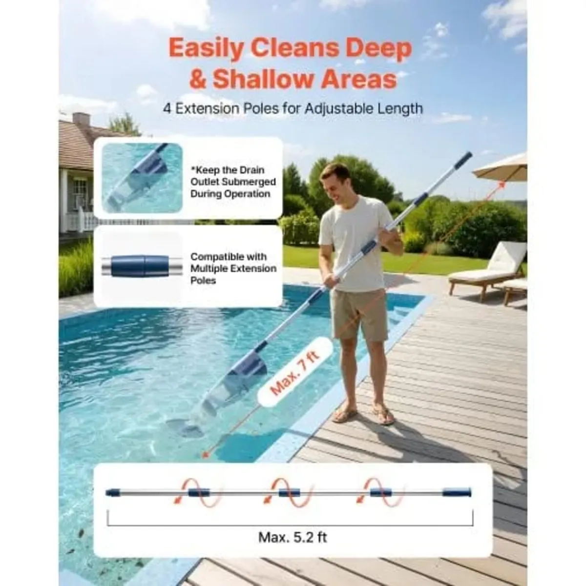 Handheld Pool Vacuum, 100 L/min Cordless Spa Hot T - Image 2
