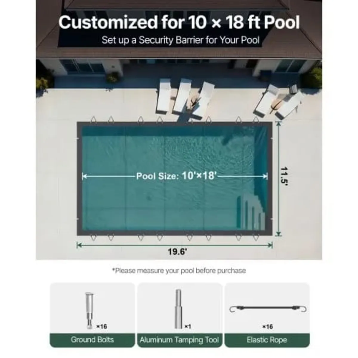 Pool Safety Cover Fits 10.5x18.6ft Rectangle Ingro - Image 4