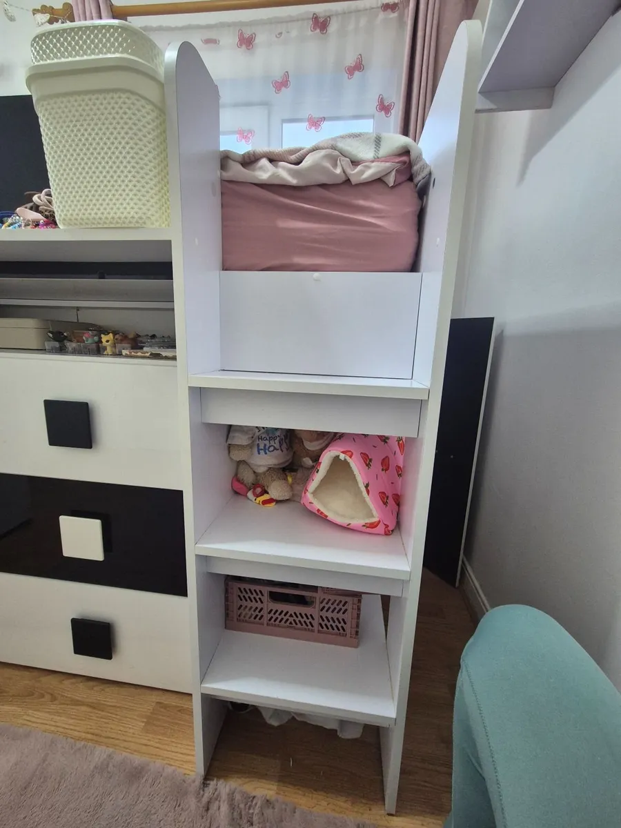 High sleeper bunk bed with desk and shelfs - Image 4