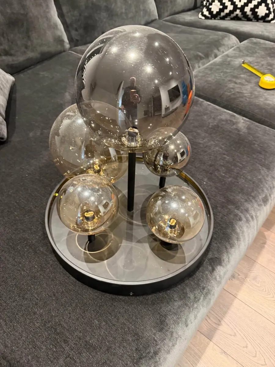 Contemporary 5-Light Smoked Glass Globe Ceiling LI - Image 1