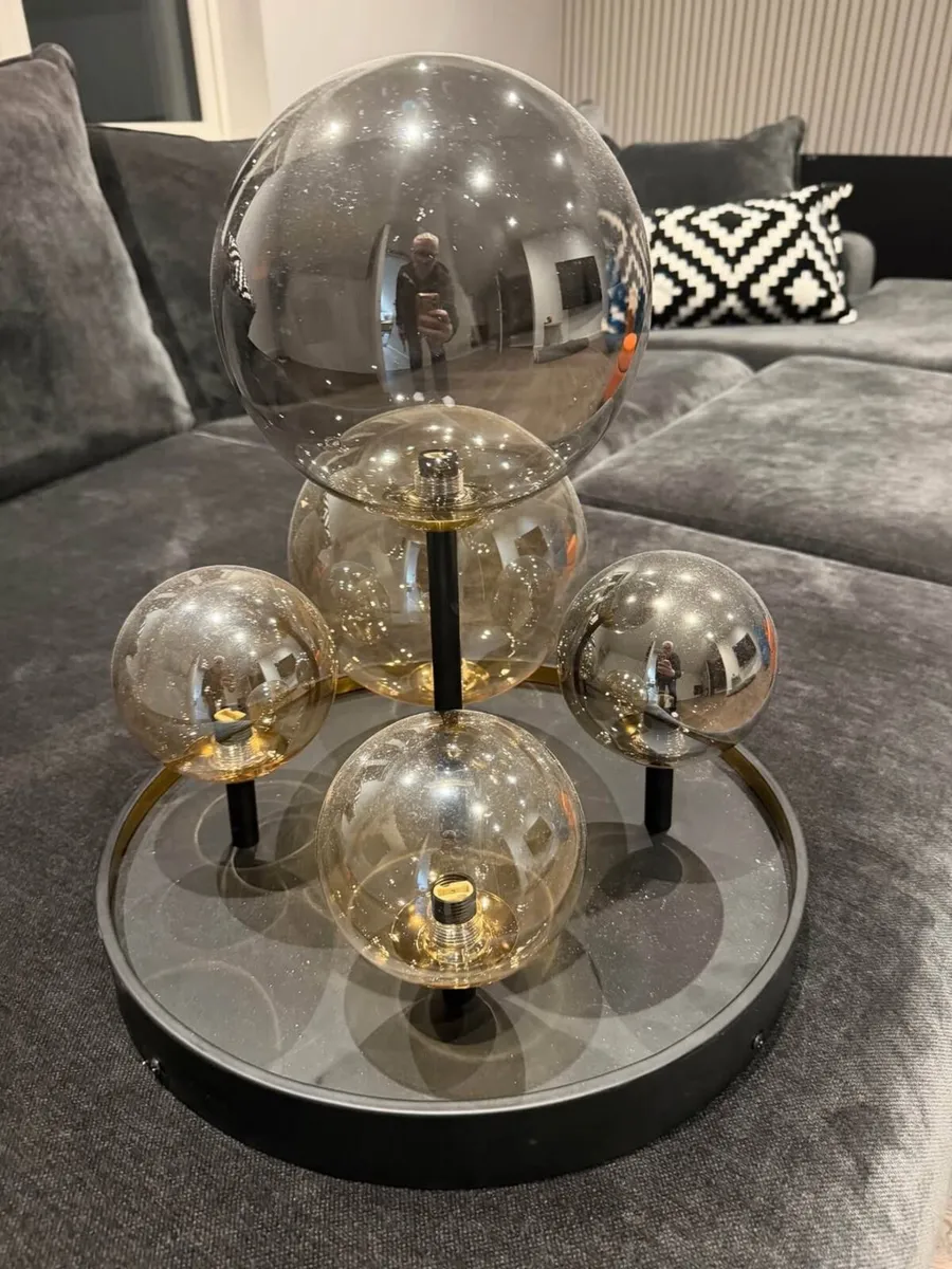 Contemporary 5-Light Smoked Glass Globe Ceiling LI - Image 2
