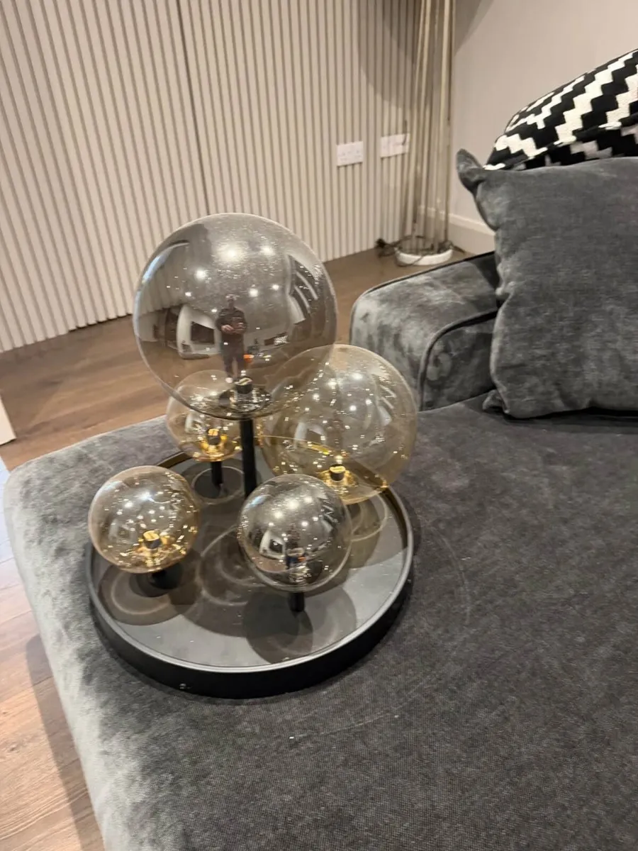 Contemporary 5-Light Smoked Glass Globe Ceiling LI - Image 3