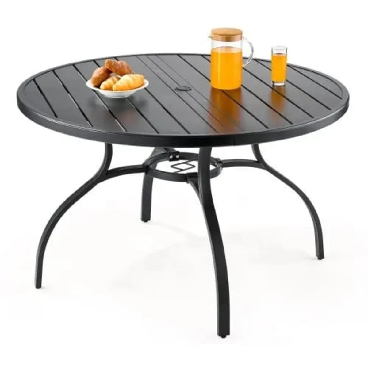Outdoor Patio Dining Table, 120cm Round Metal Stee - Image 1