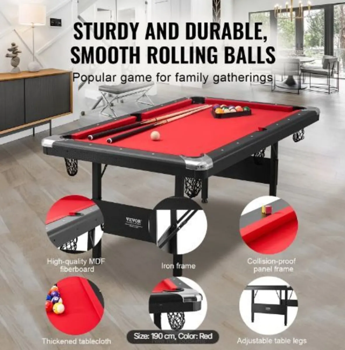 Billiards Table, 192 cm Pool Table - Image 4
