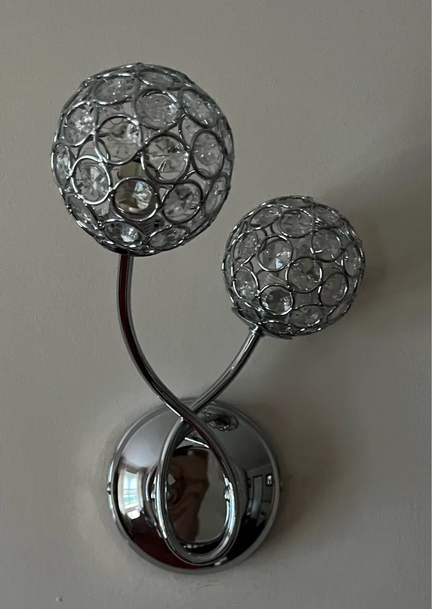 NEW 2 X Twin Wall Lights with 2 Crystal Balls - Image 1