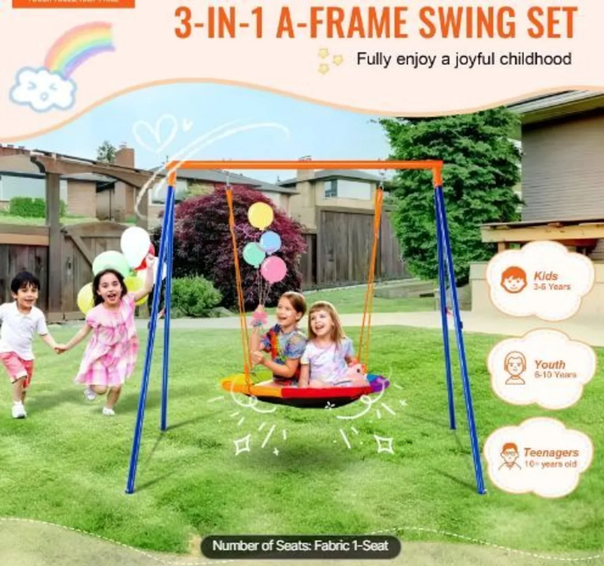 Swing Sets for Backyard, 440lbs Load Capacity - Image 4