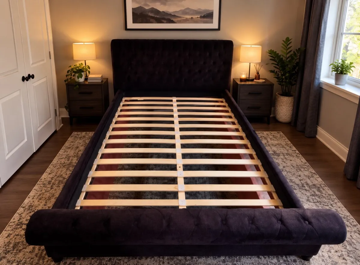As New - Stunning Dark Brown King Size Bed Frame - Image 1