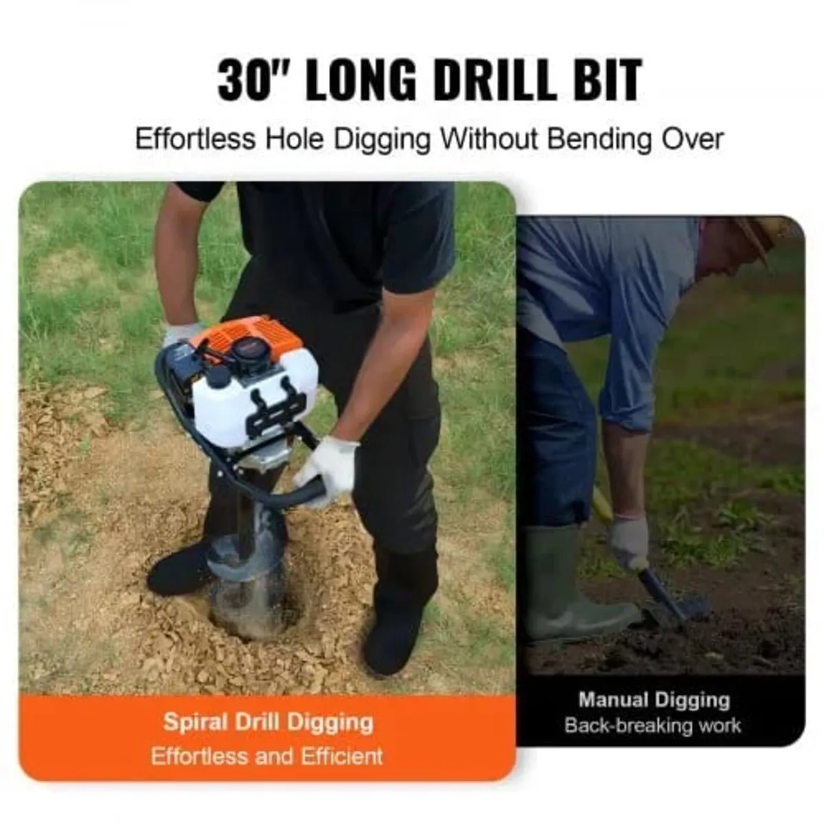 Gas Post Hole Digger 63CC 2400W with 20.3 cm Drill - Image 2