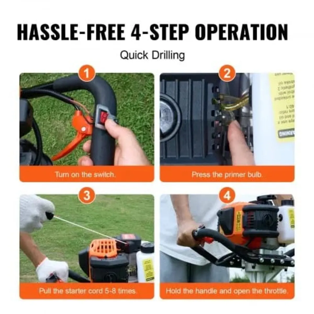 Post Hole Digger Gas Powered, 52CC 1450W Earth Aug - Image 3