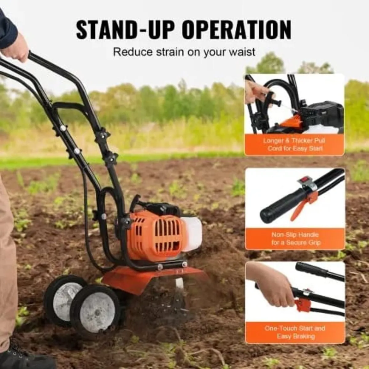 Tiller Cultivator Gas Powered, 43CC 2-Stroke Garde - Image 4