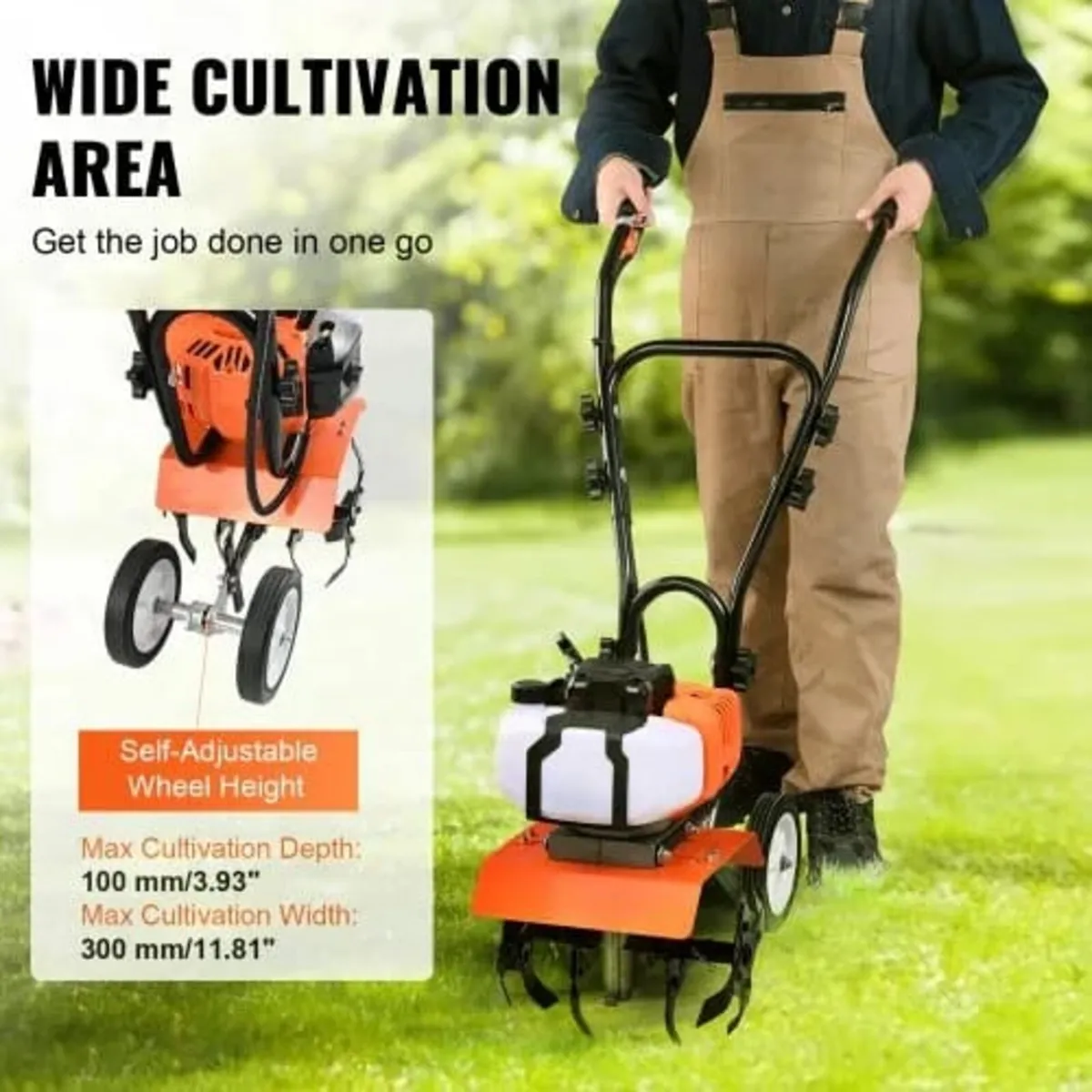 Tiller Cultivator Gas Powered, 43CC 2-Stroke Garde - Image 2