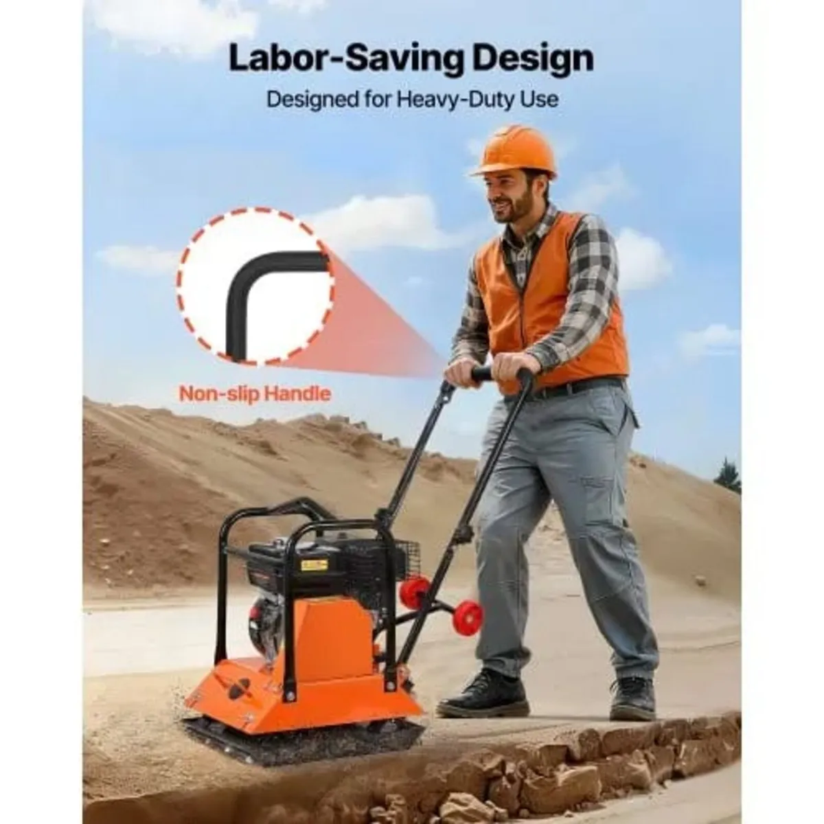 Plate Compactor, 6.5 HP 212CC Gas Engine, 6400 VPM - Image 2