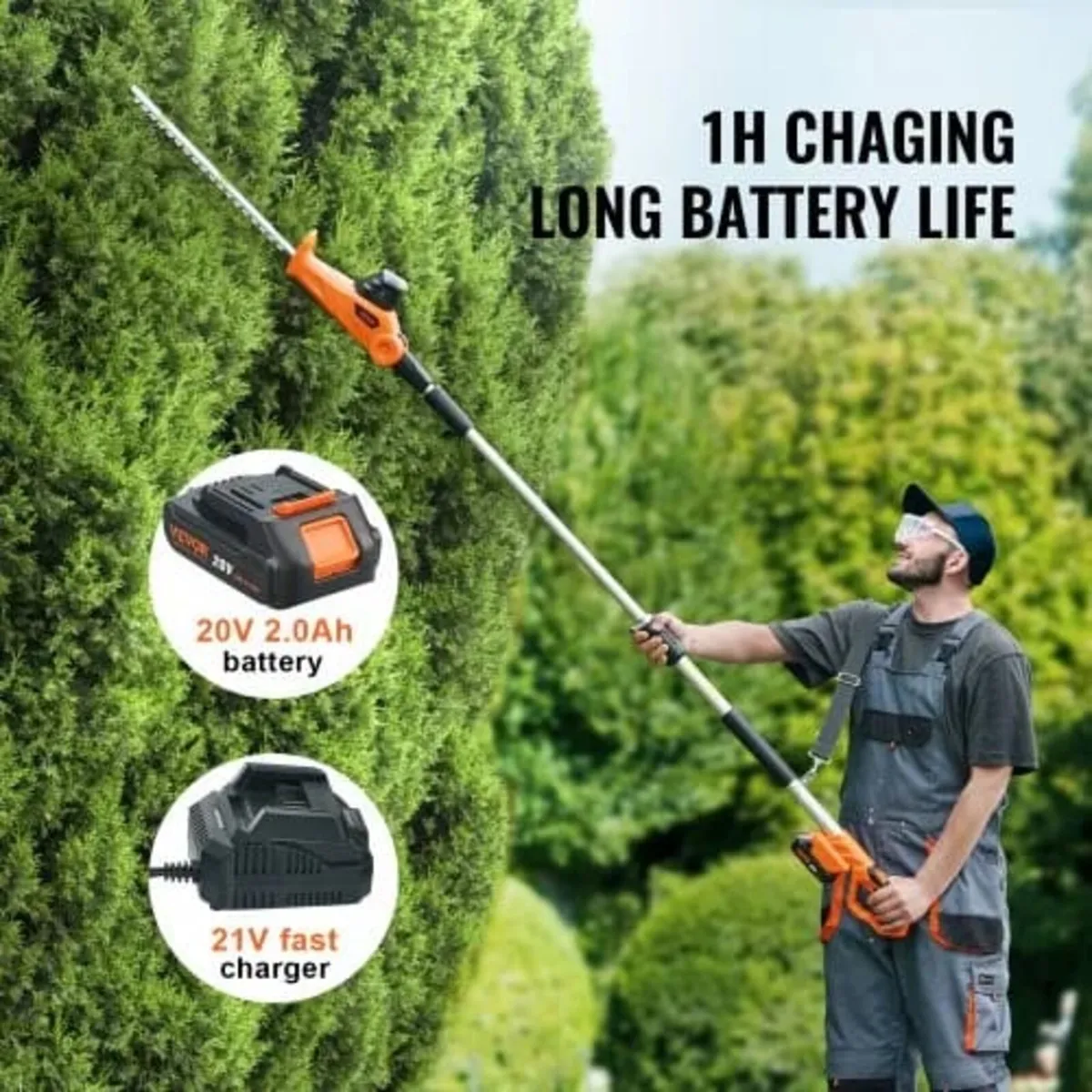 20V Cordless Hedge Trimmer Telescoping Pole Hedge - Image 2